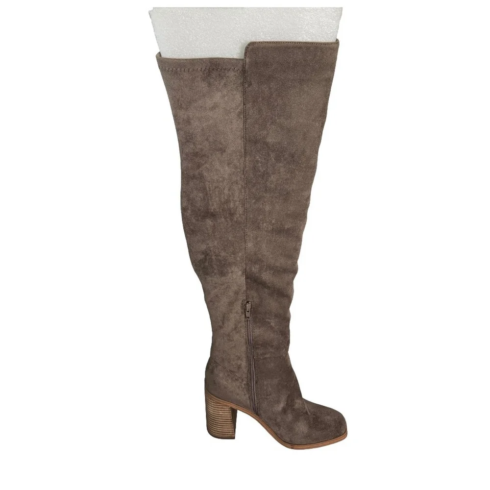 Dolce Vita Finnegan Over The Knee Equestrian Boots Taupe Faux Suede Heeled 9 NIB